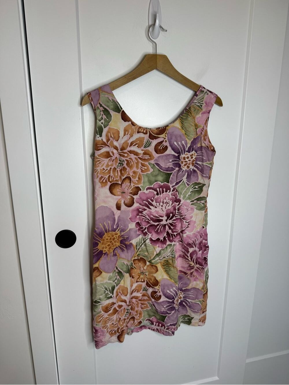Jams World Floral Tropical Mauve Tank Shift Dress Sundress Size Medium